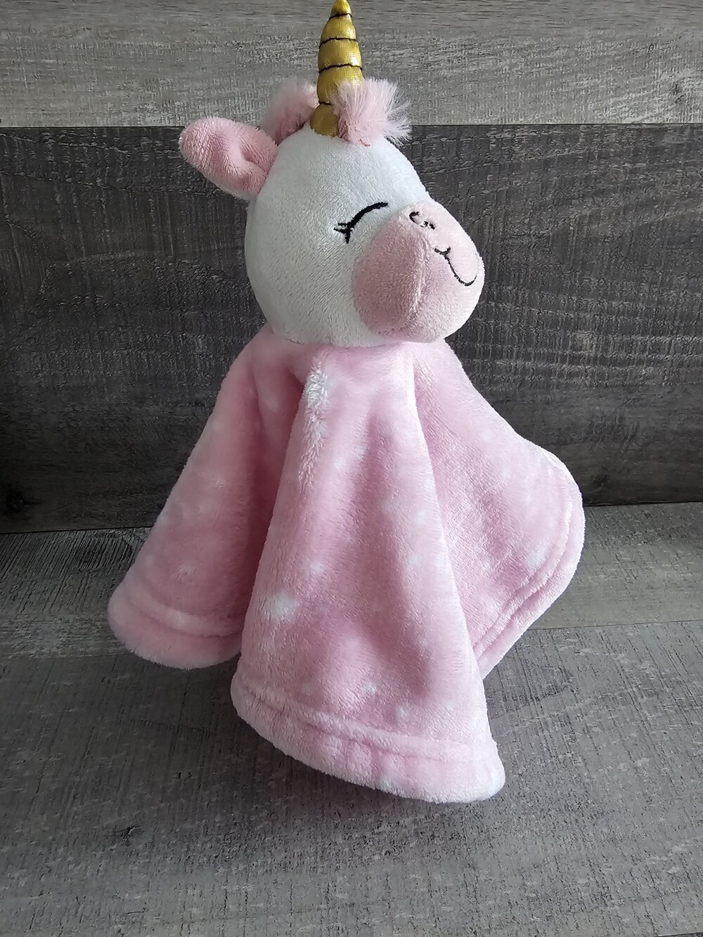 HB Hudson Baby Pink Unicorn Pony Lovey Security Blanket White Stars Plush Toy